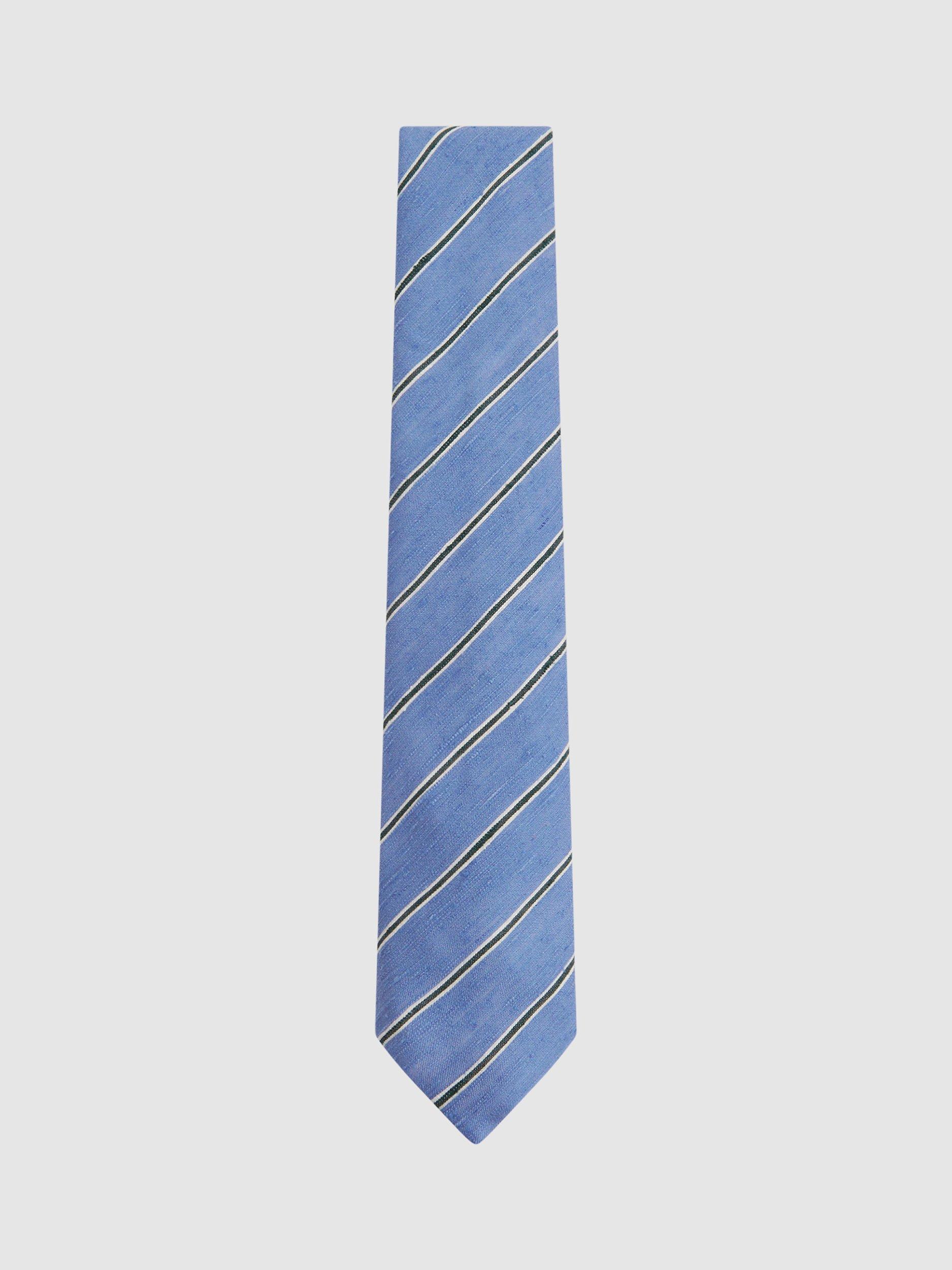 Reiss Ravenna Stripe Silk Blend Tie, Sky Blue