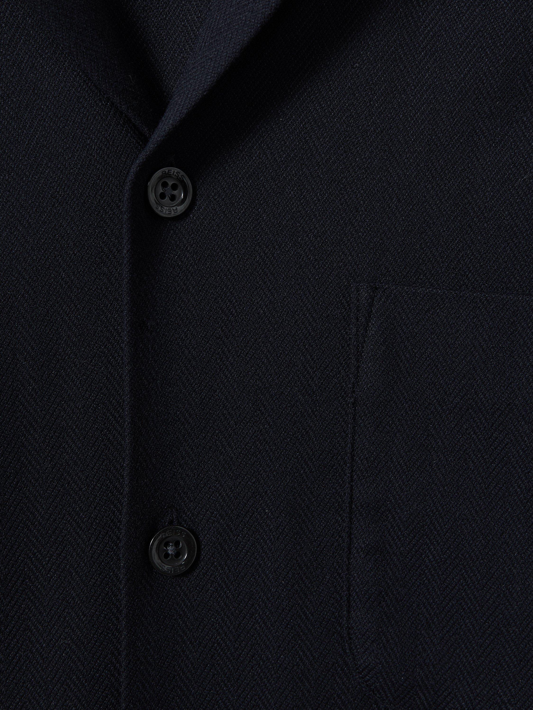 Product image 4 of 4, which shows Reiss Nitus Herringbone Short Sleeve Shirt, Navy, XS