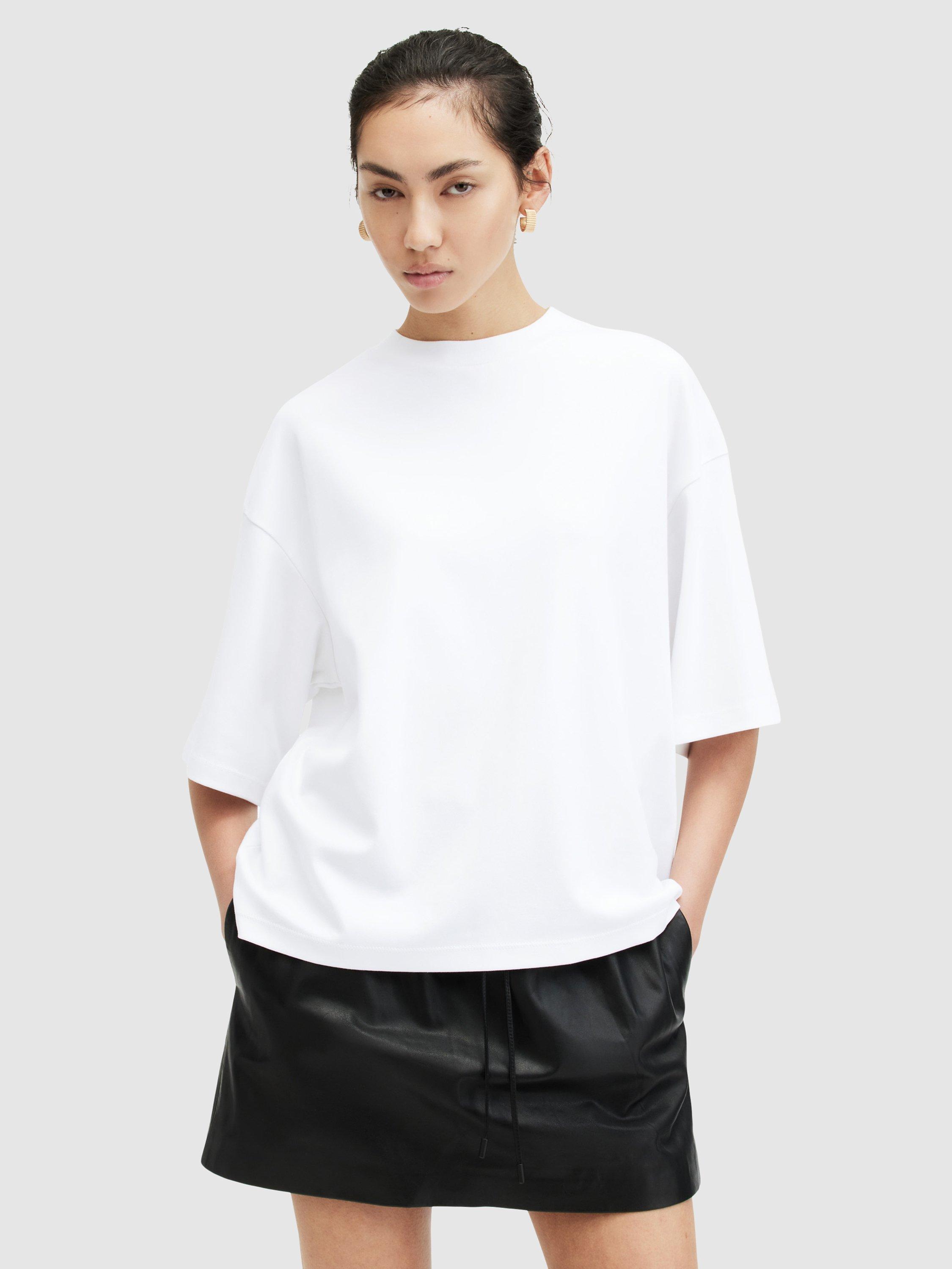 Product image 3 of 3, which shows AllSaints Amelie Oversized Organic Cotton T-Shirt, White, L