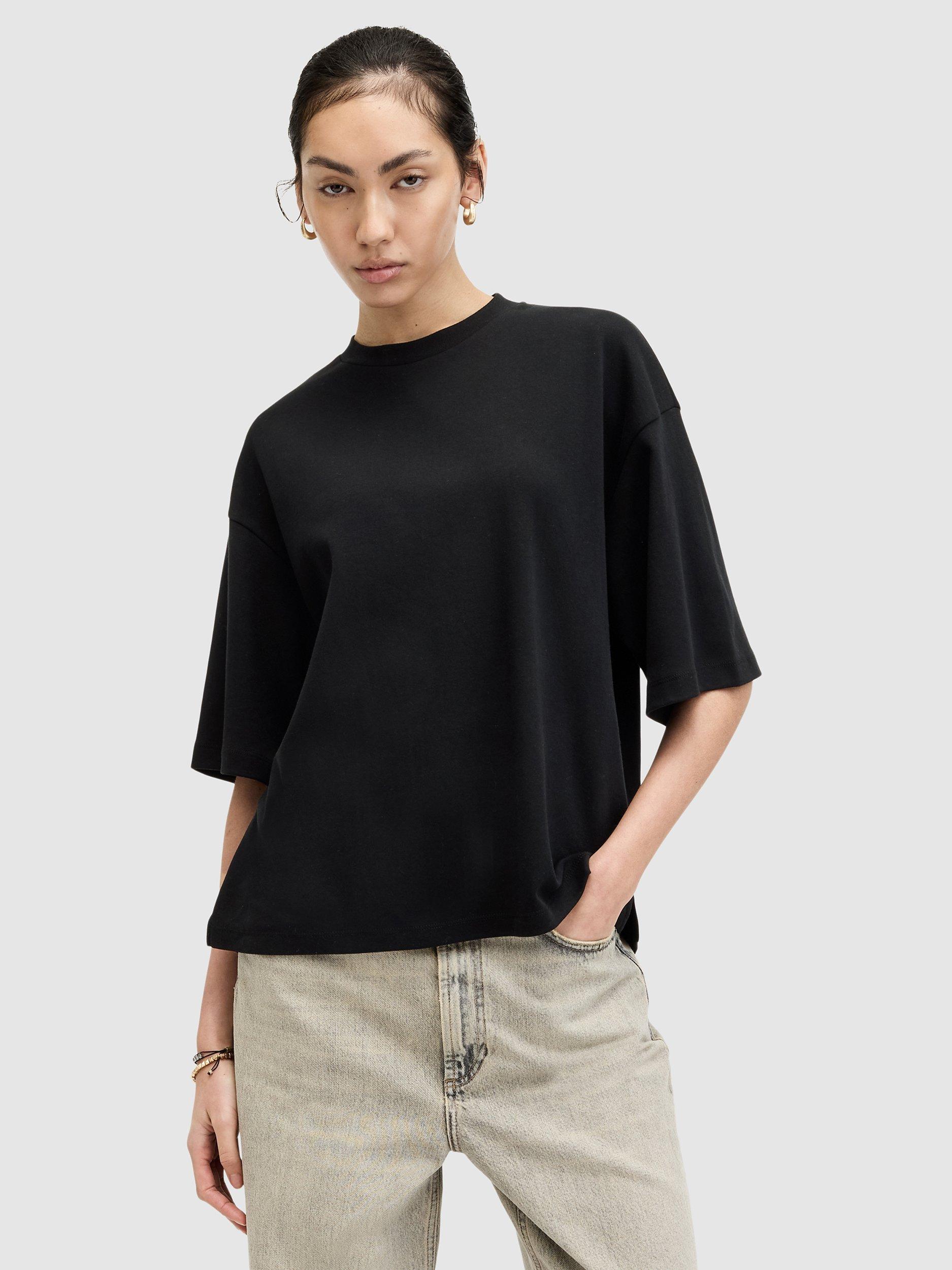 Product image 1 of 7, which shows AllSaints Amelie T-Shirt, Black, L