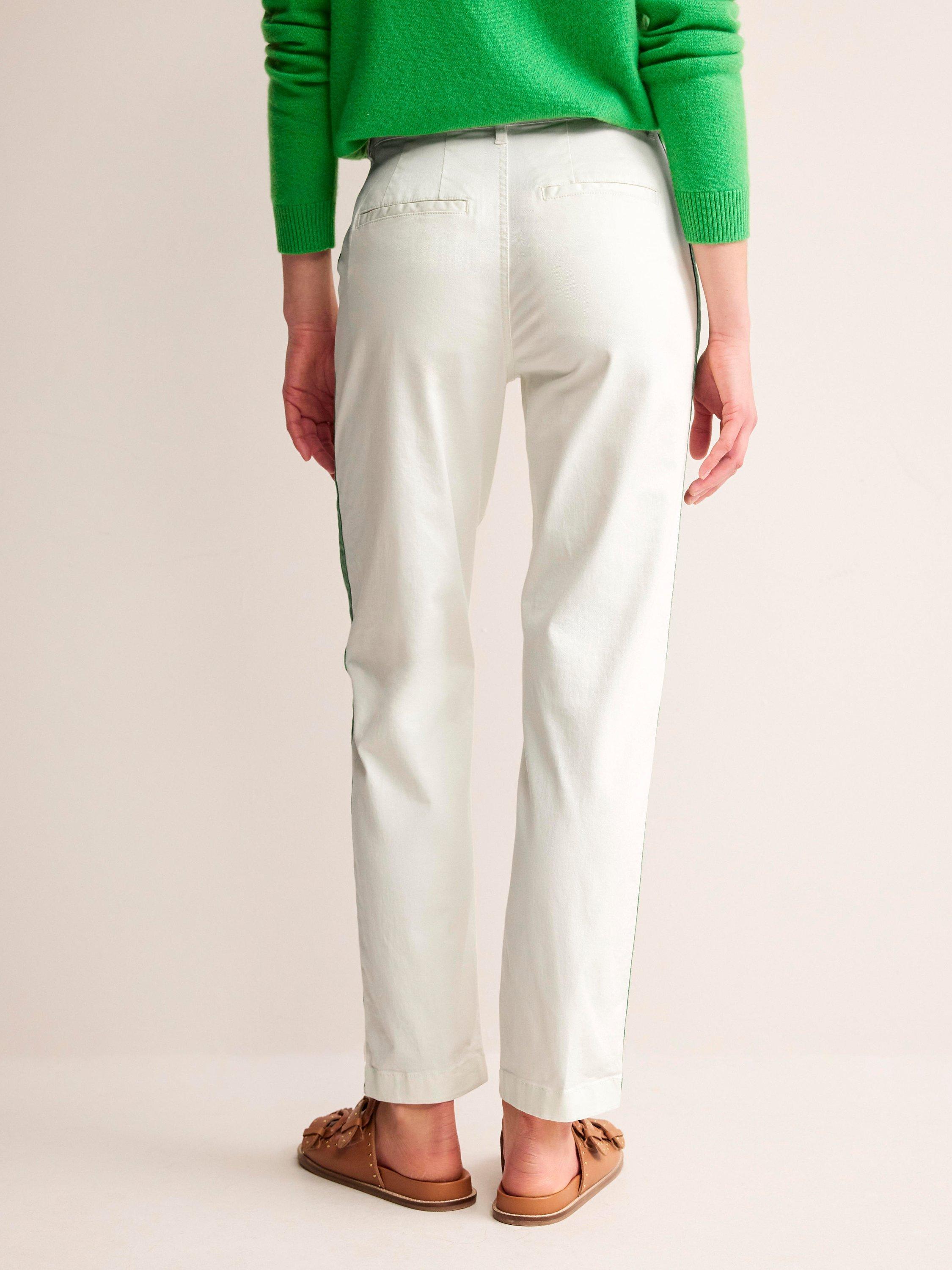 Product image 3 of 5, which shows Boden Barnsbury Side Stripe Chinos, Ivory/Green, 12