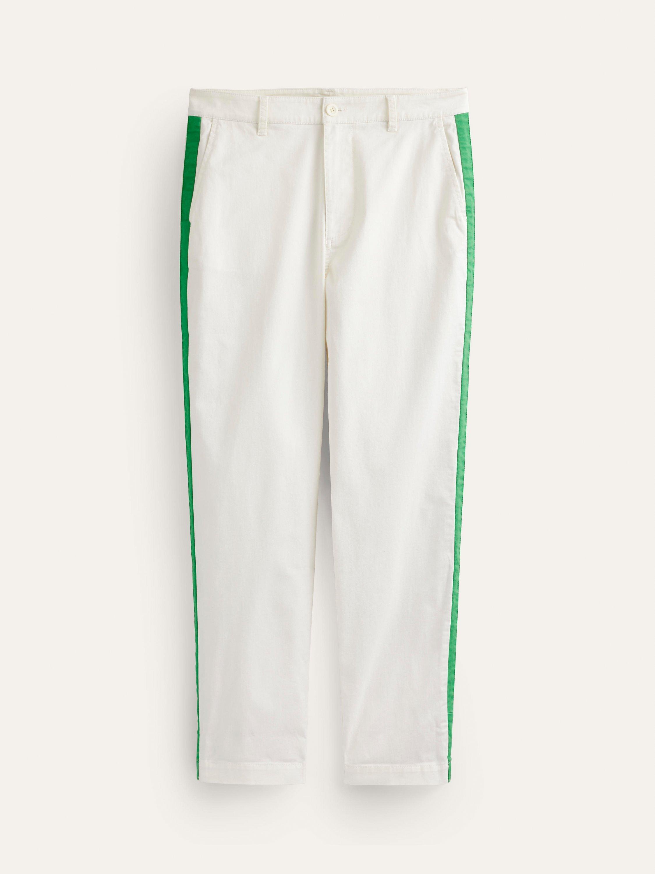 Product image 5 of 5, which shows Boden Barnsbury Side Stripe Chinos, Ivory/Green, 12