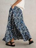 White Stuff Jada Ecovero Maxi Skirt, Navy/Multi