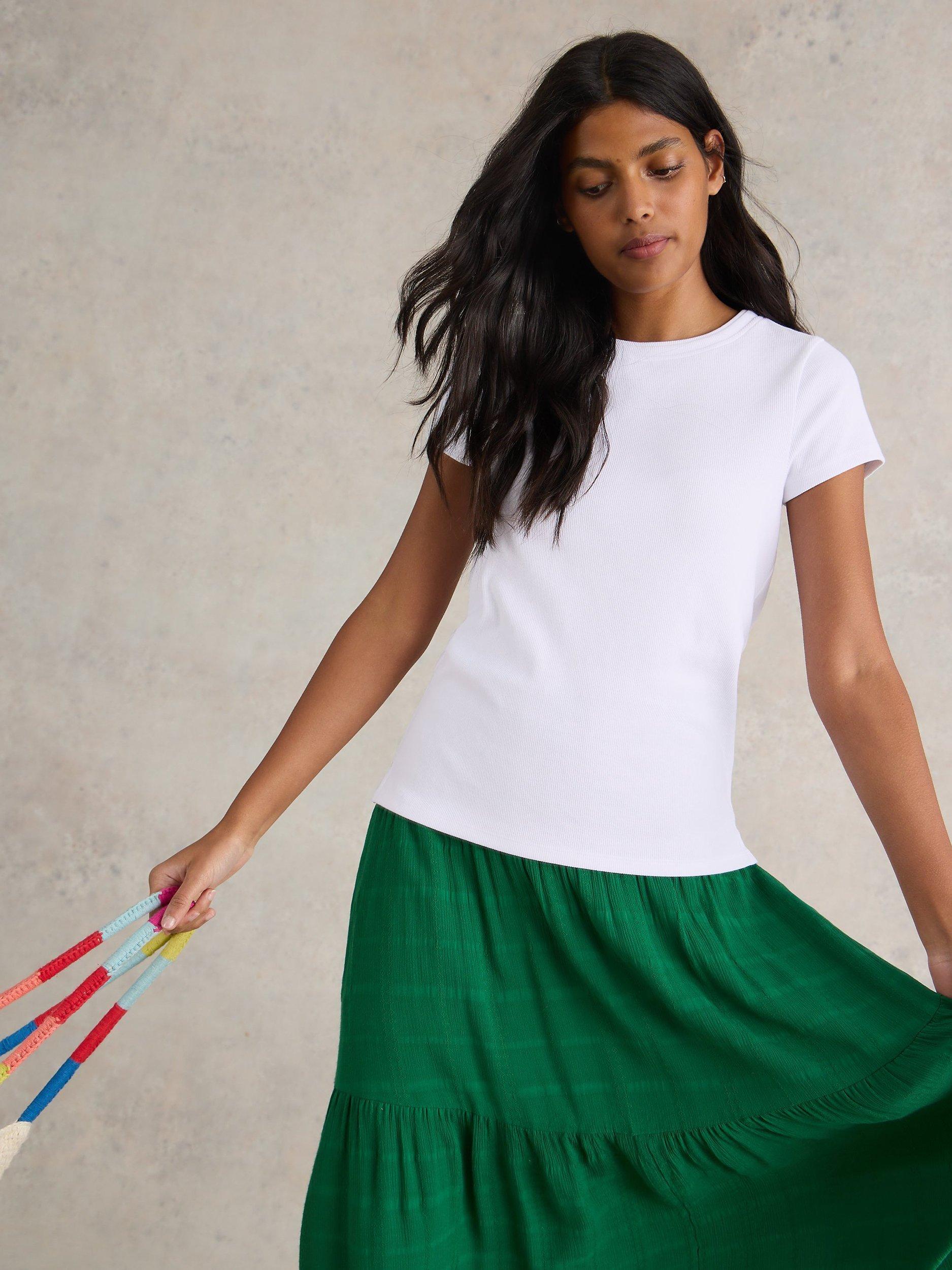 White Stuff Aida Short Sleeve T-Shirt, Bril White