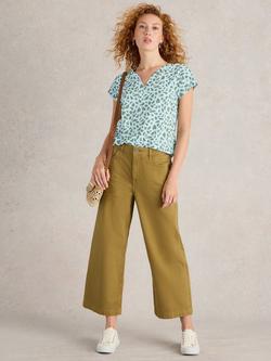 White Stuff Nelly Abstract Notch Neck Top, Pale Blue/Multi, Pale Blue/Multi