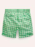 Mini Boden Kids' Gingham Smart Roll Up Shorts, Pea Green