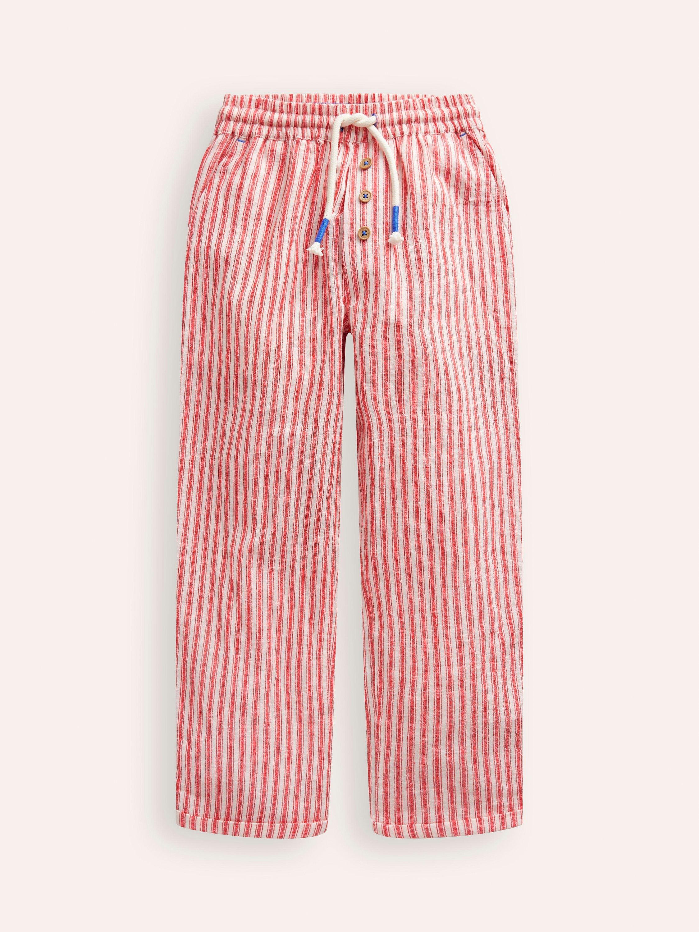 Mini Boden Kids' Summer Stripe Pull On Trousers, Strawberry Tart