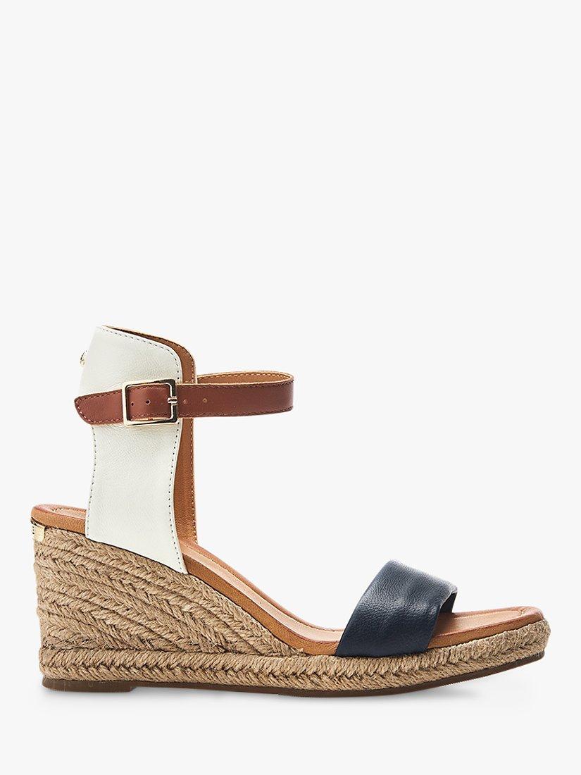 Moda in Pelle Phyllis Leather Wedge Heel Sandals, Navy/White