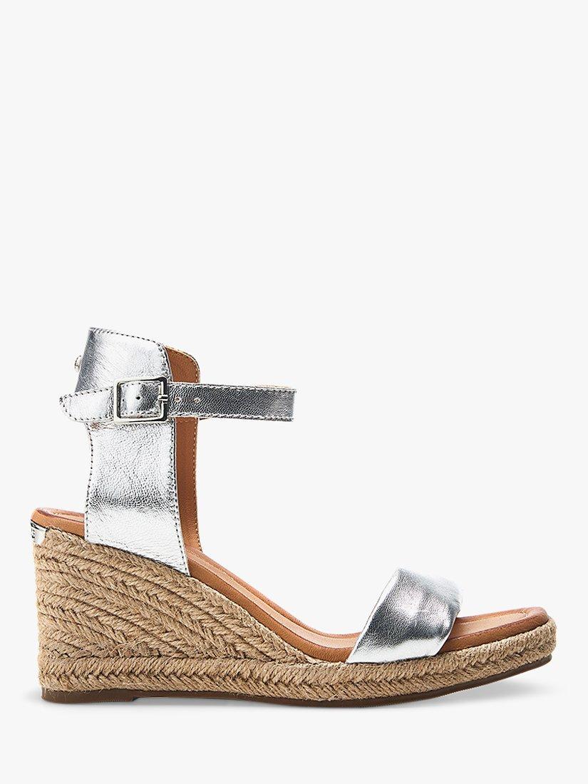 Moda in Pelle Phyllis Leather Wedge Heel Sandals, Silver