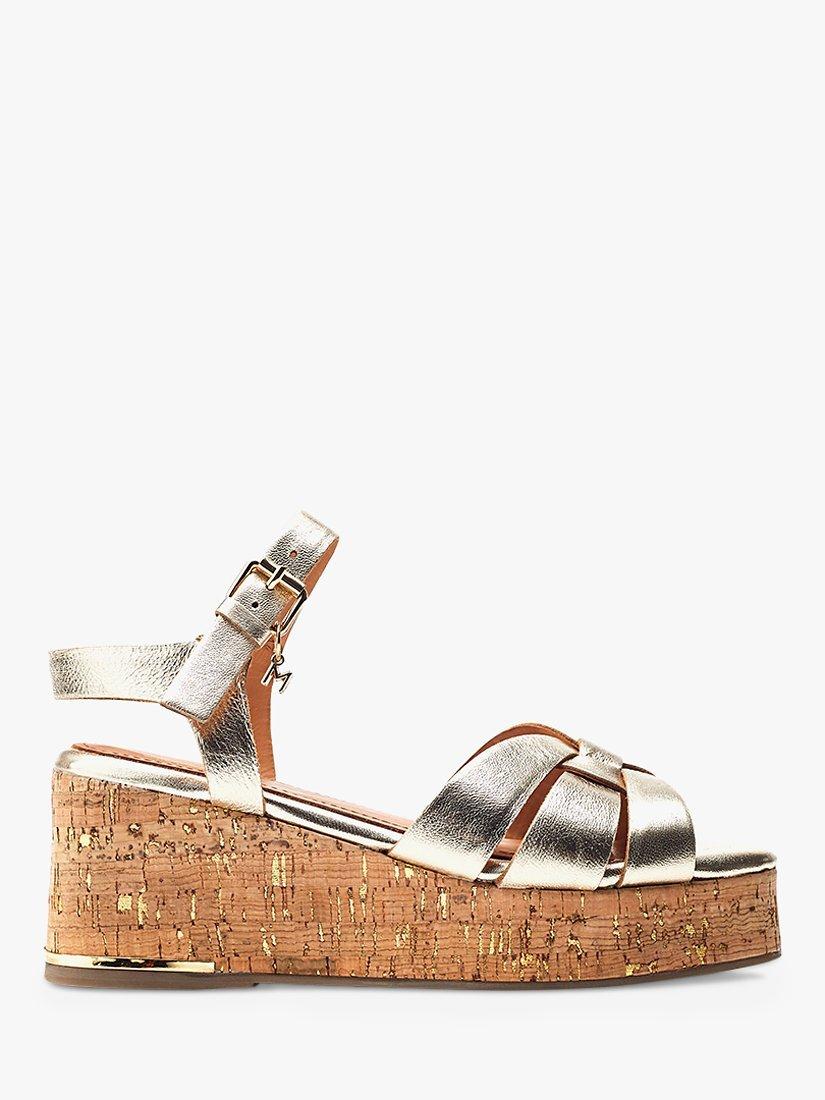 Moda in Pelle Poppiee Leather Wedge Heel Sandals, Champagne Gold, 5