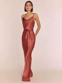 Rewritten Pollenca Cowl Neck Bias Cut Satin Maxi Dress, Terracotta
