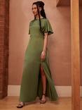 Rewritten Sienna Flutter Sleeve Satin Maxi Dress