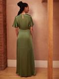 Rewritten Sienna Flutter Sleeve Satin Maxi Dress