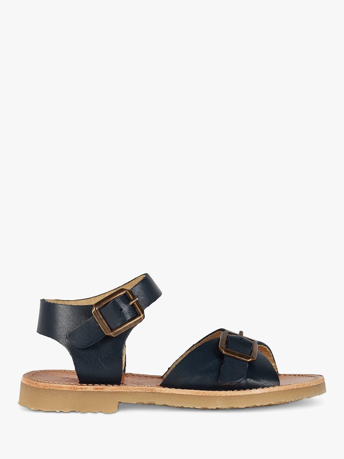 Product image 1 of 3, which shows Young Soles Kids' Sonny Two Part Leather Sandals, Navy, 1