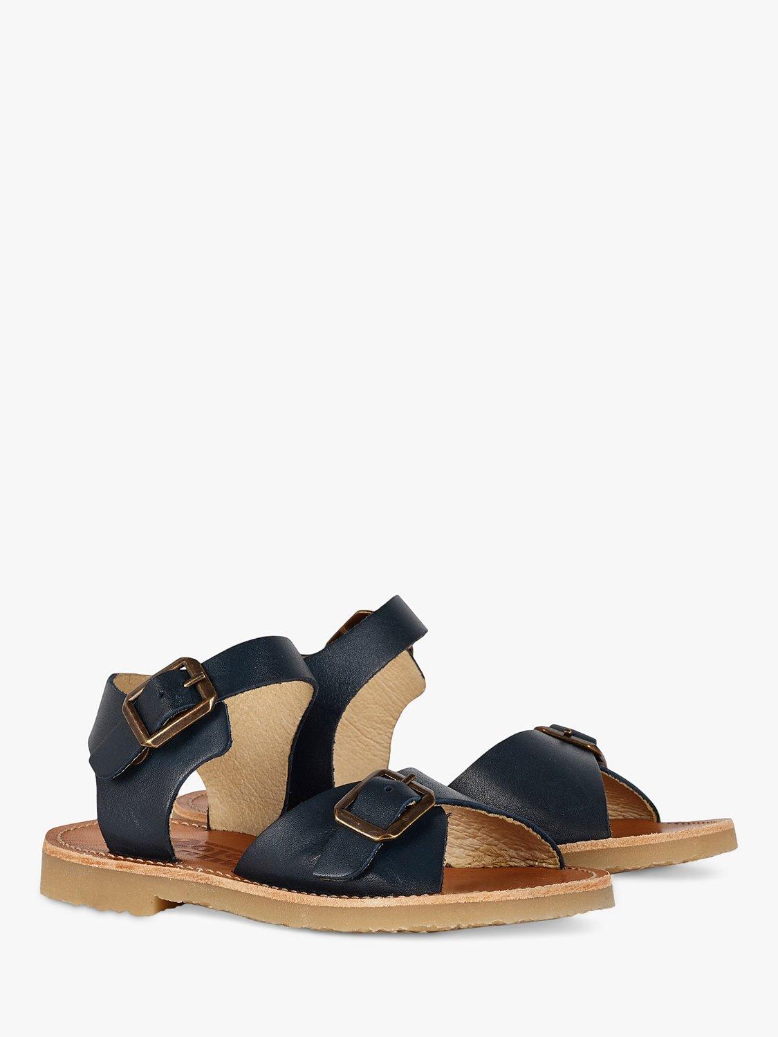 Product image 2 of 3, which shows Young Soles Kids' Sonny Two Part Leather Sandals, Navy, 1