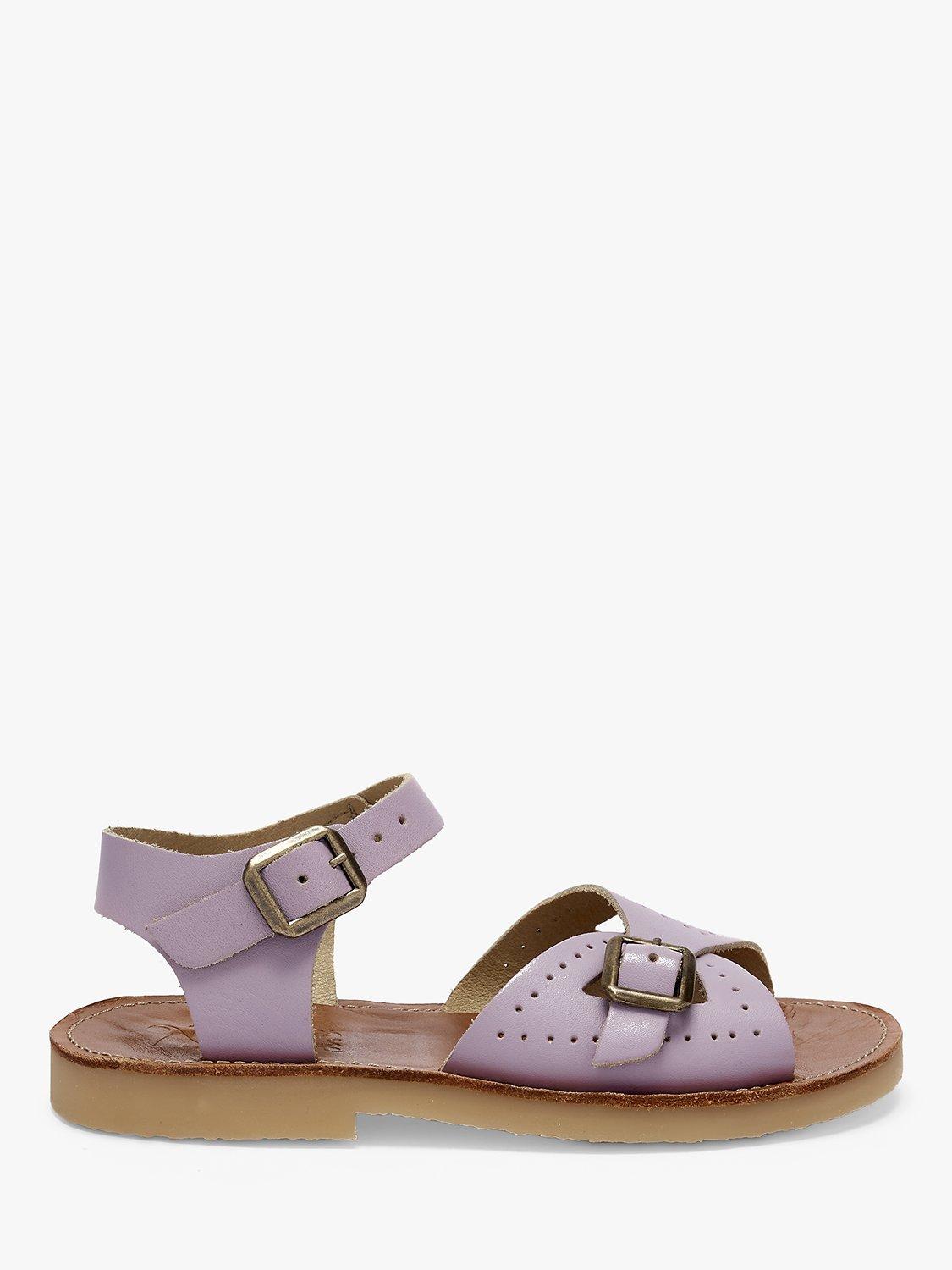 Product image 1 of 3, which shows Young Soles Kids' Pearl Two Part Leather Sandals, Lilac, 1
