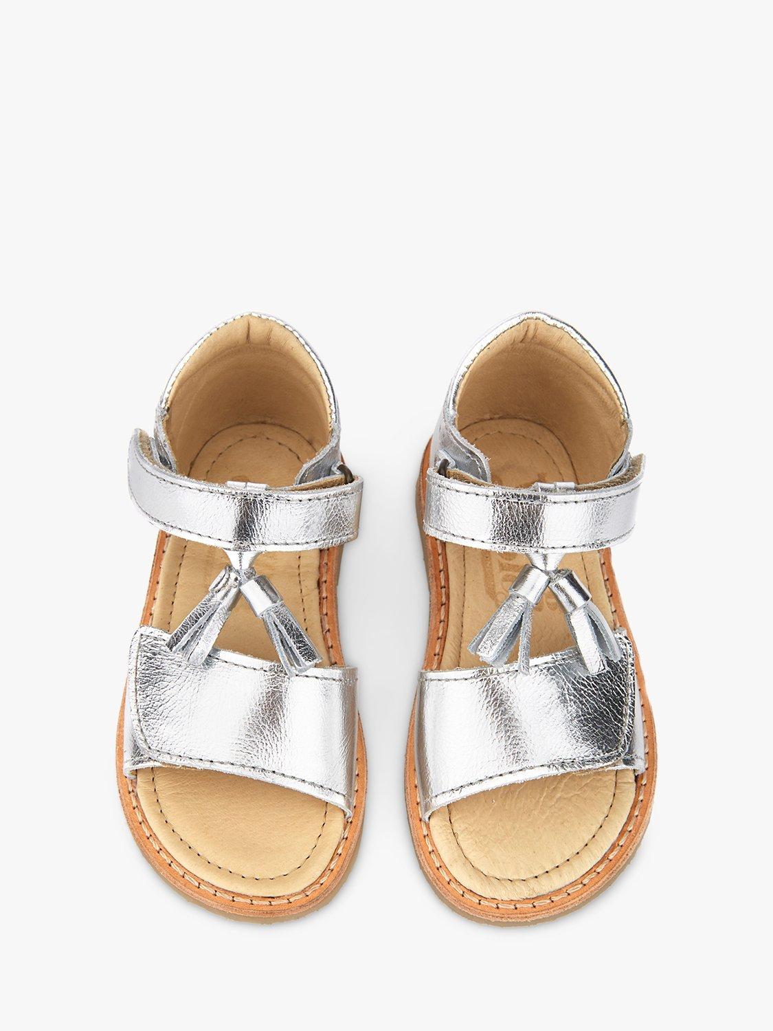 Product image 3 of 3, which shows Young Soles Kids' Flo Tassel Detail Leather Sandals, Silver, 1