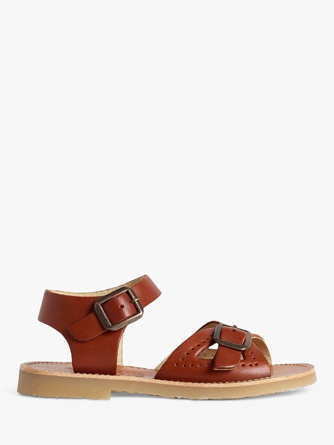 Product image 1 of 3, which shows Young Soles Kids' Pearl Two Part Leather Sandals, Chestnut Brown, 1
