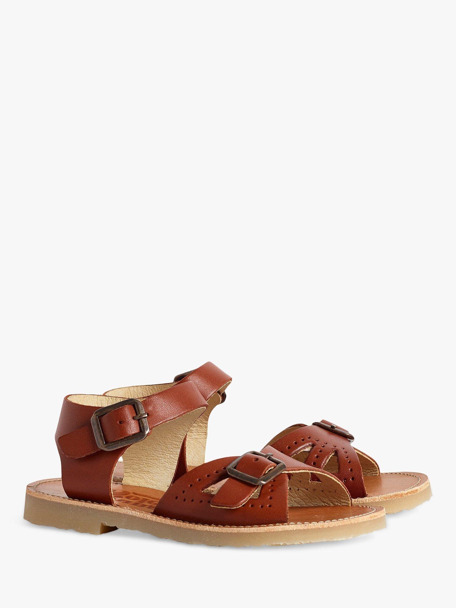 Product image 2 of 3, which shows Young Soles Kids' Pearl Two Part Leather Sandals, Chestnut Brown, 1