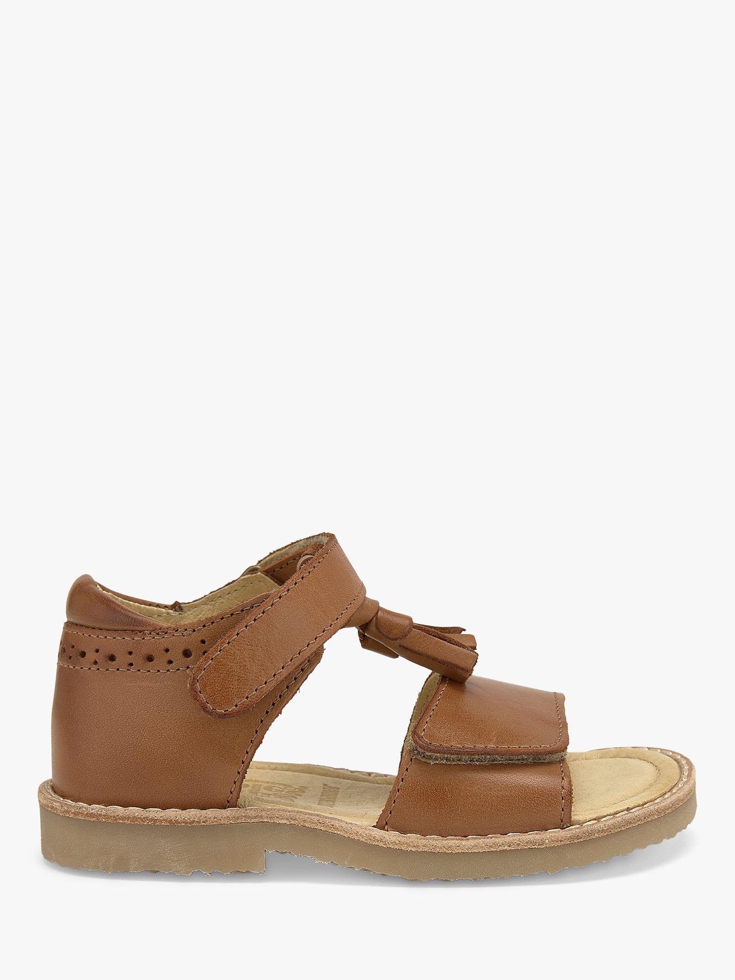 Product image 1 of 3, which shows Young Soles Kids' Flo Tassel Detail Leather Sandals, Burnished Tan, 5 Jnr