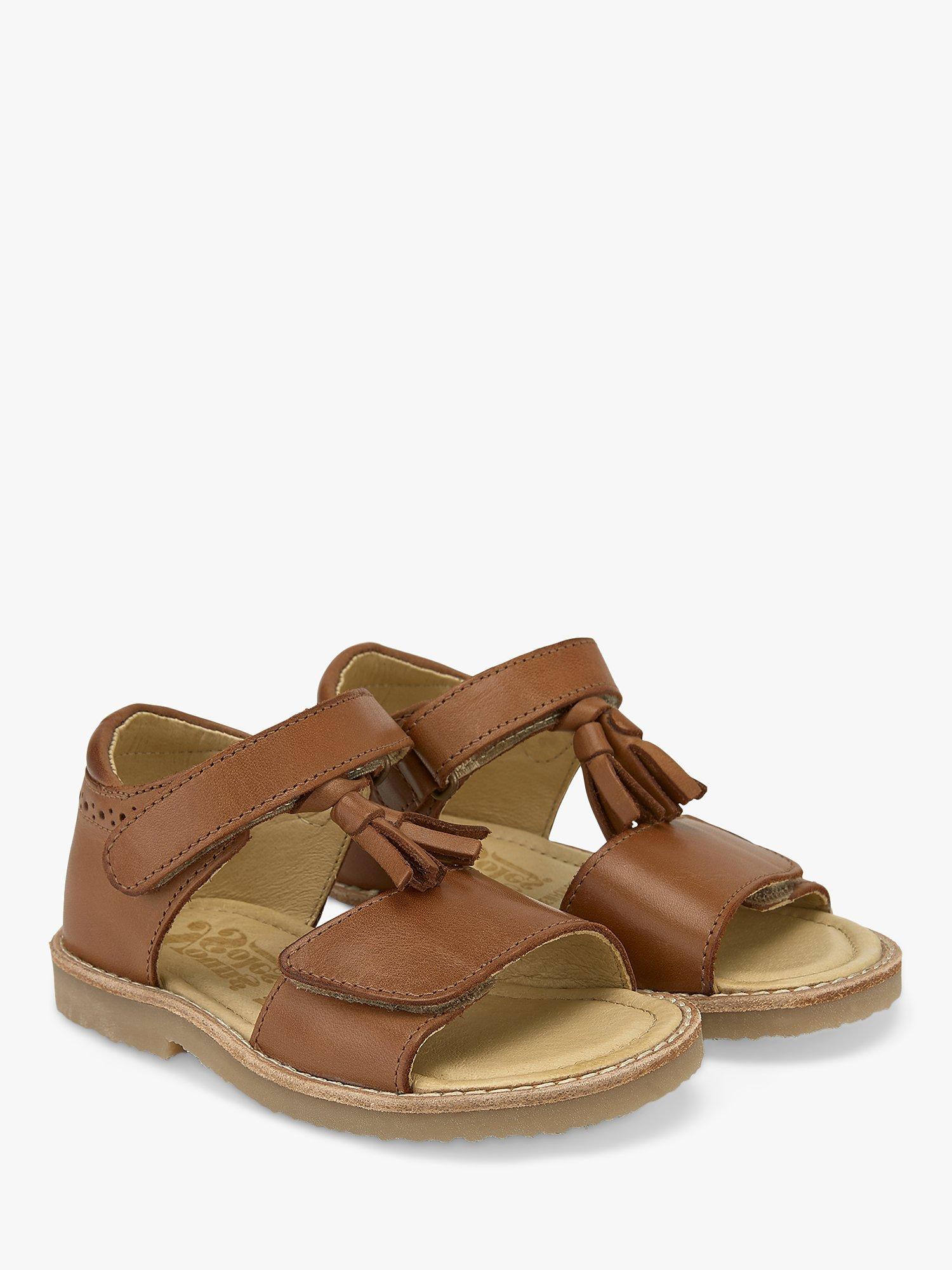 Product image 2 of 3, which shows Young Soles Kids' Flo Tassel Detail Leather Sandals, Burnished Tan, 5 Jnr