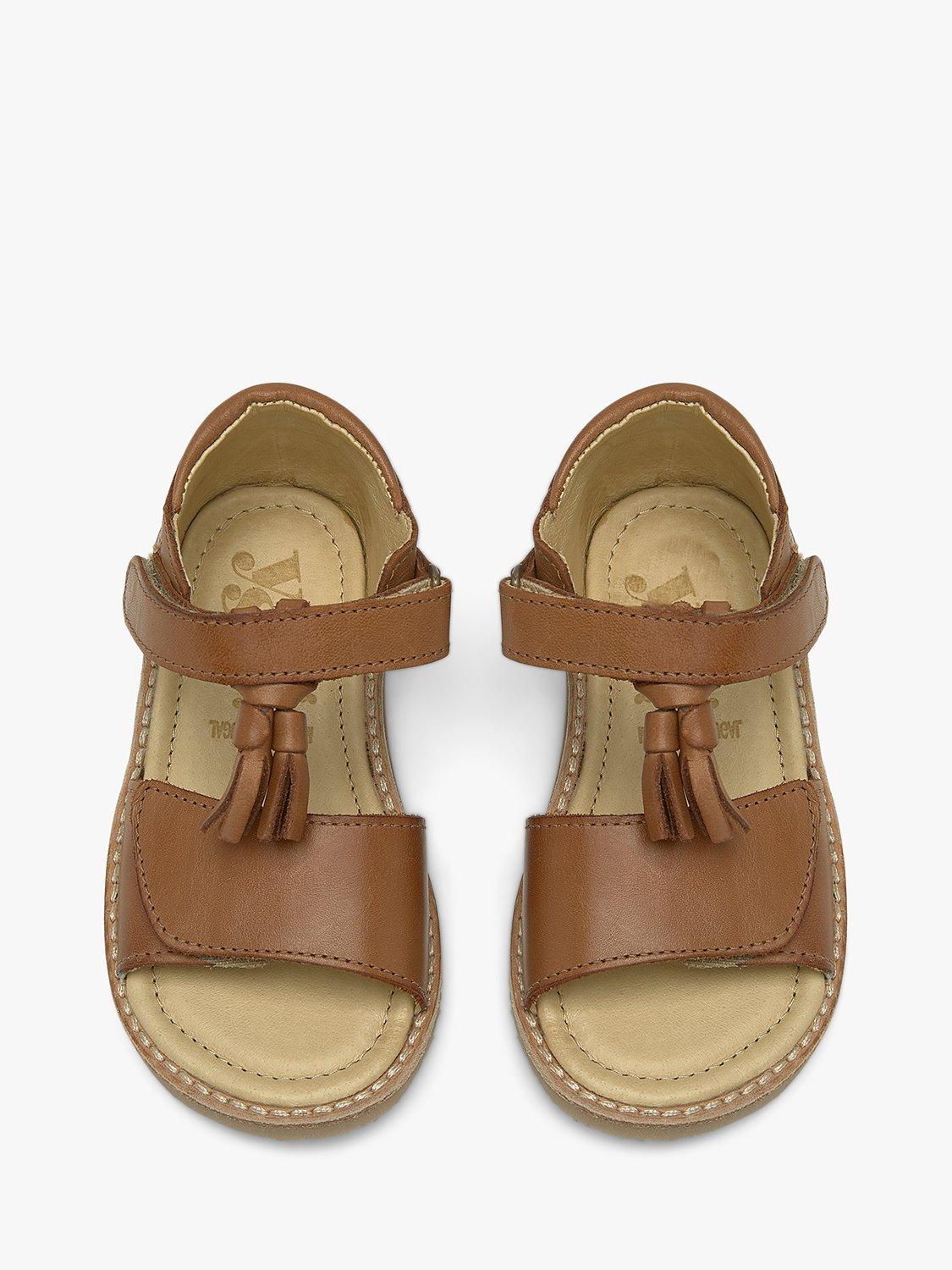 Product image 3 of 3, which shows Young Soles Kids' Flo Tassel Detail Leather Sandals, Burnished Tan, 5 Jnr