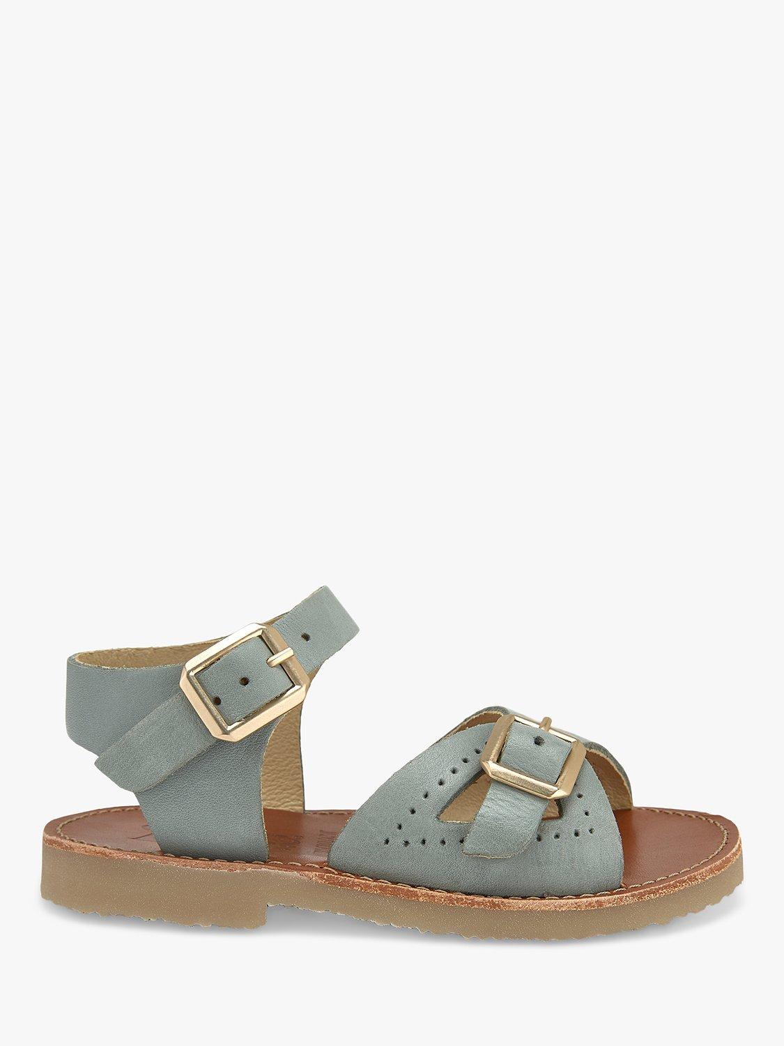 Product image 1 of 3, which shows Young Soles Kids' Pearl Two Part Leather Sandals, Smokey Sage, 1