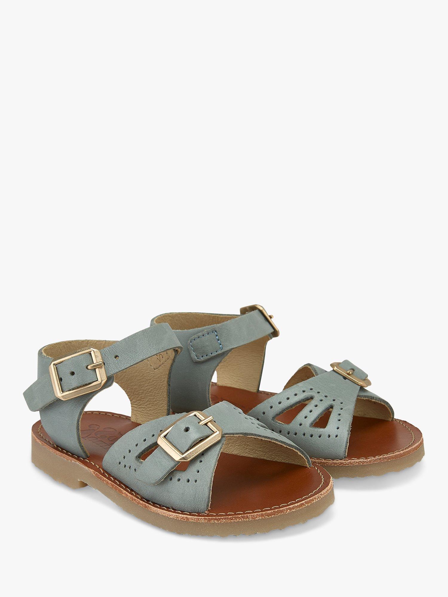 Product image 2 of 3, which shows Young Soles Kids' Pearl Two Part Leather Sandals, Smokey Sage, 1