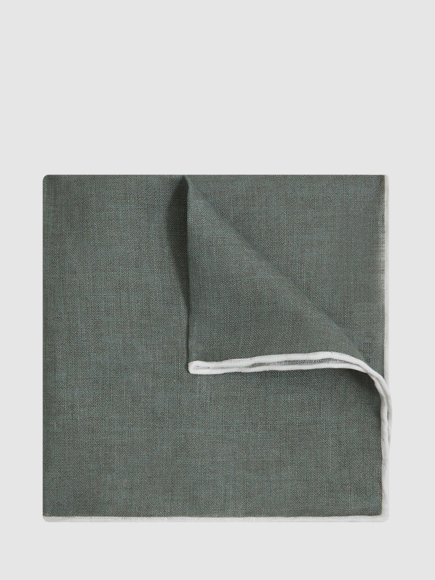 Reiss Siracusa Linen Pocket Square, Pistachio Melan