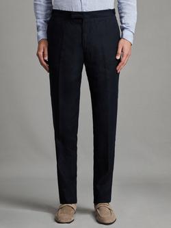 Reiss Kin Linen Slim Fit Mixer Trousers, Navy