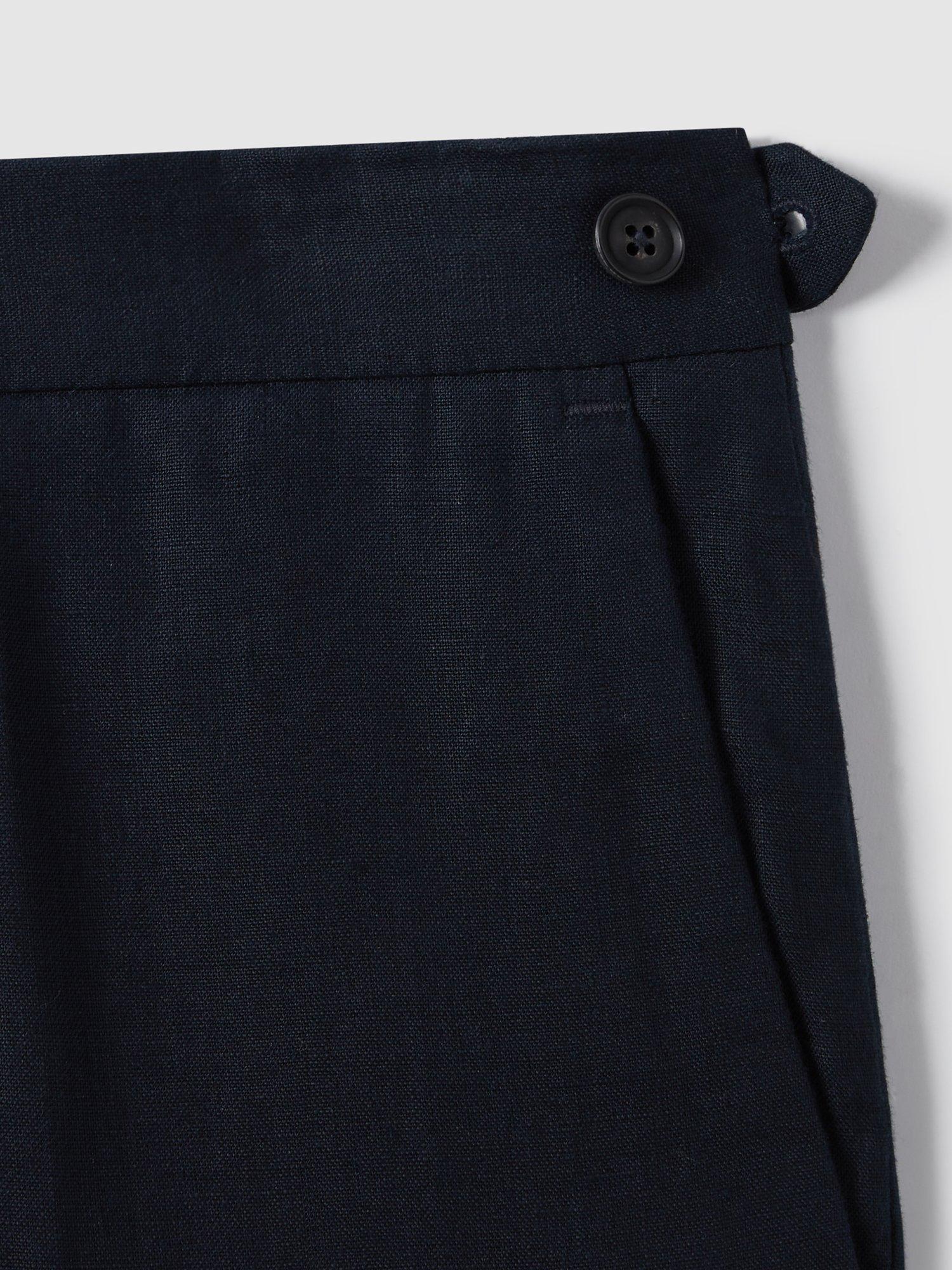 Product image 2 of 5, which shows Reiss Kin Linen Slim Fit Mixer Trousers, Navy, 28R