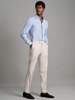 Reiss Kin Linen Slim Fit Mixer Trousers, Stone