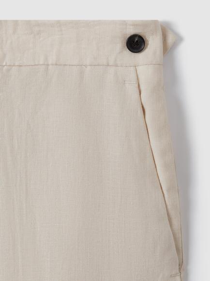 Reiss Kin Linen Slim Fit Mixer Trousers - view 2, Stone
