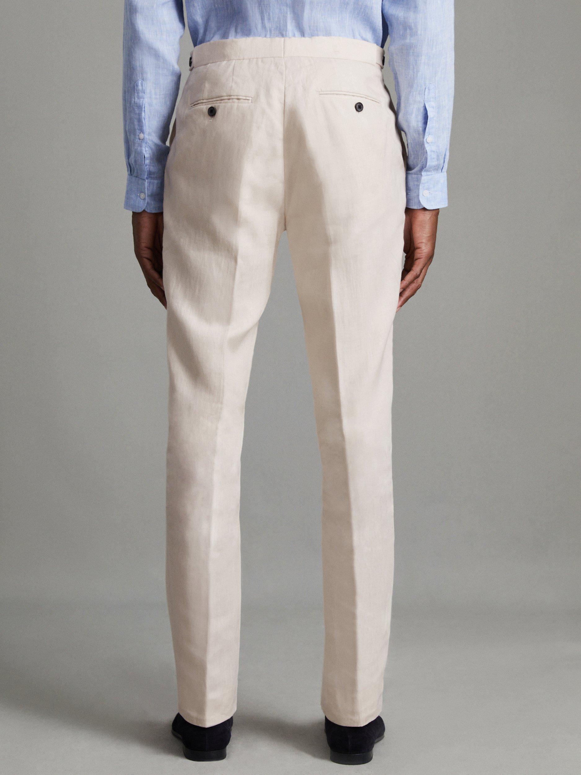 Product image 5 of 5, which shows Reiss Kin Linen Slim Fit Mixer Trousers, Stone, 28R