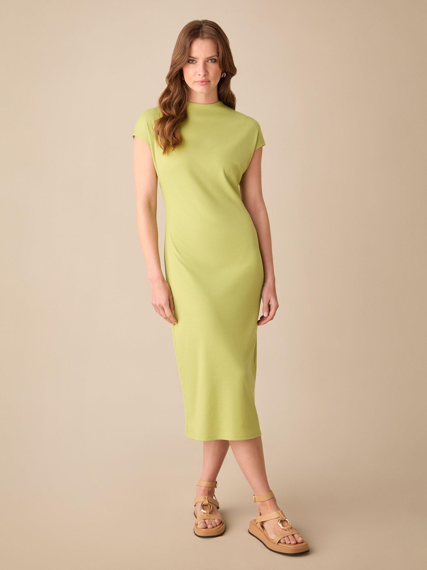 Ro&Zo Narrow Rib Knit Midi Dress, Green, 6