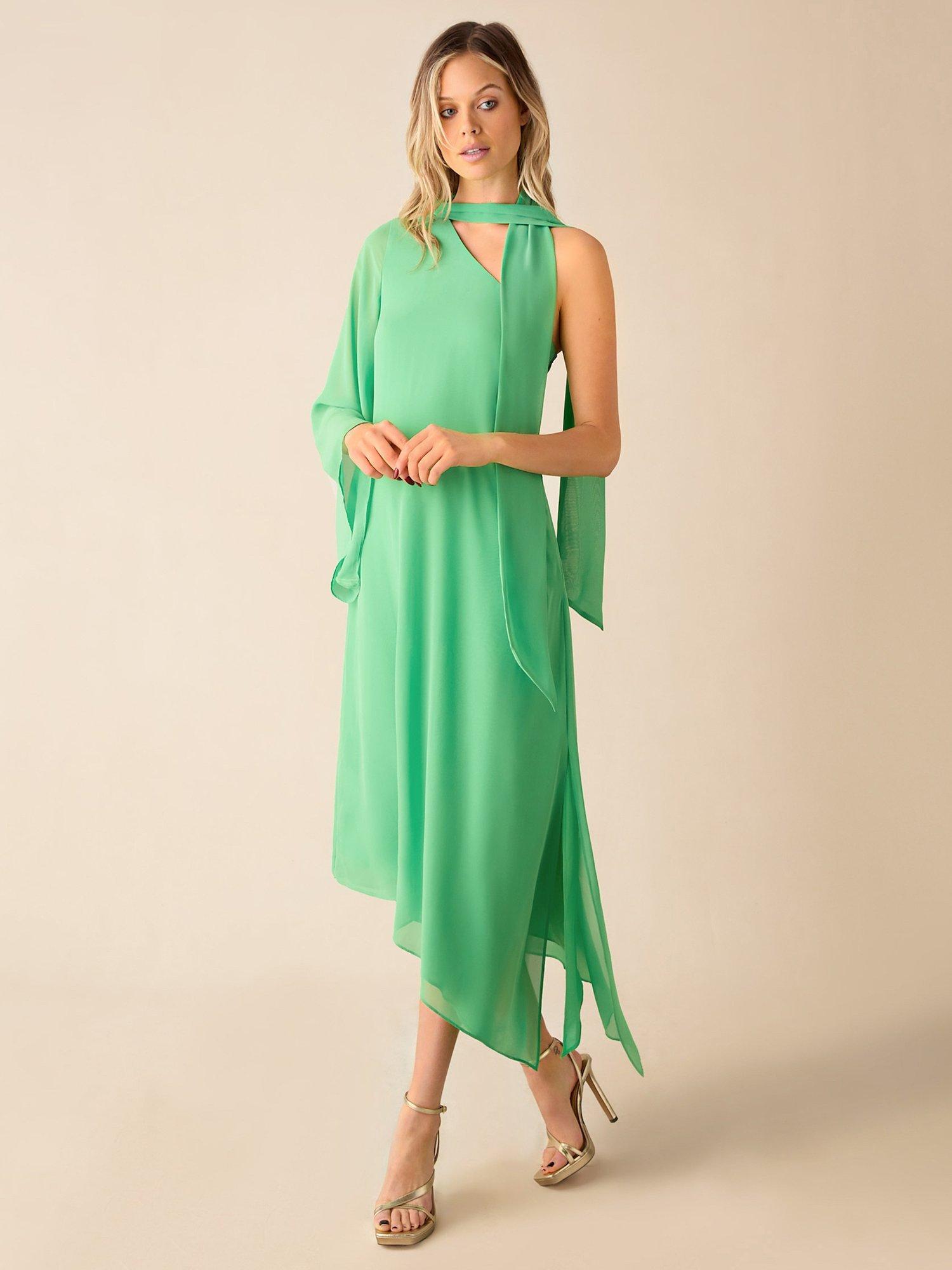 Ro&Zo Oona Chiffon One Shoulder Maxi Dress, Green, 6