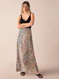 Ro&Zo Leopard Print Bias Cut Maxi Skirt, Brown