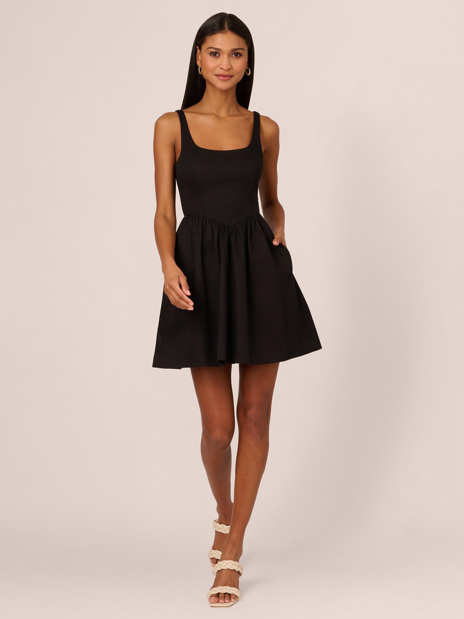 Product image 4 of 8, which shows Adrianna by Adrianna Papell Stretch Skater Mini Dress, Black, 6