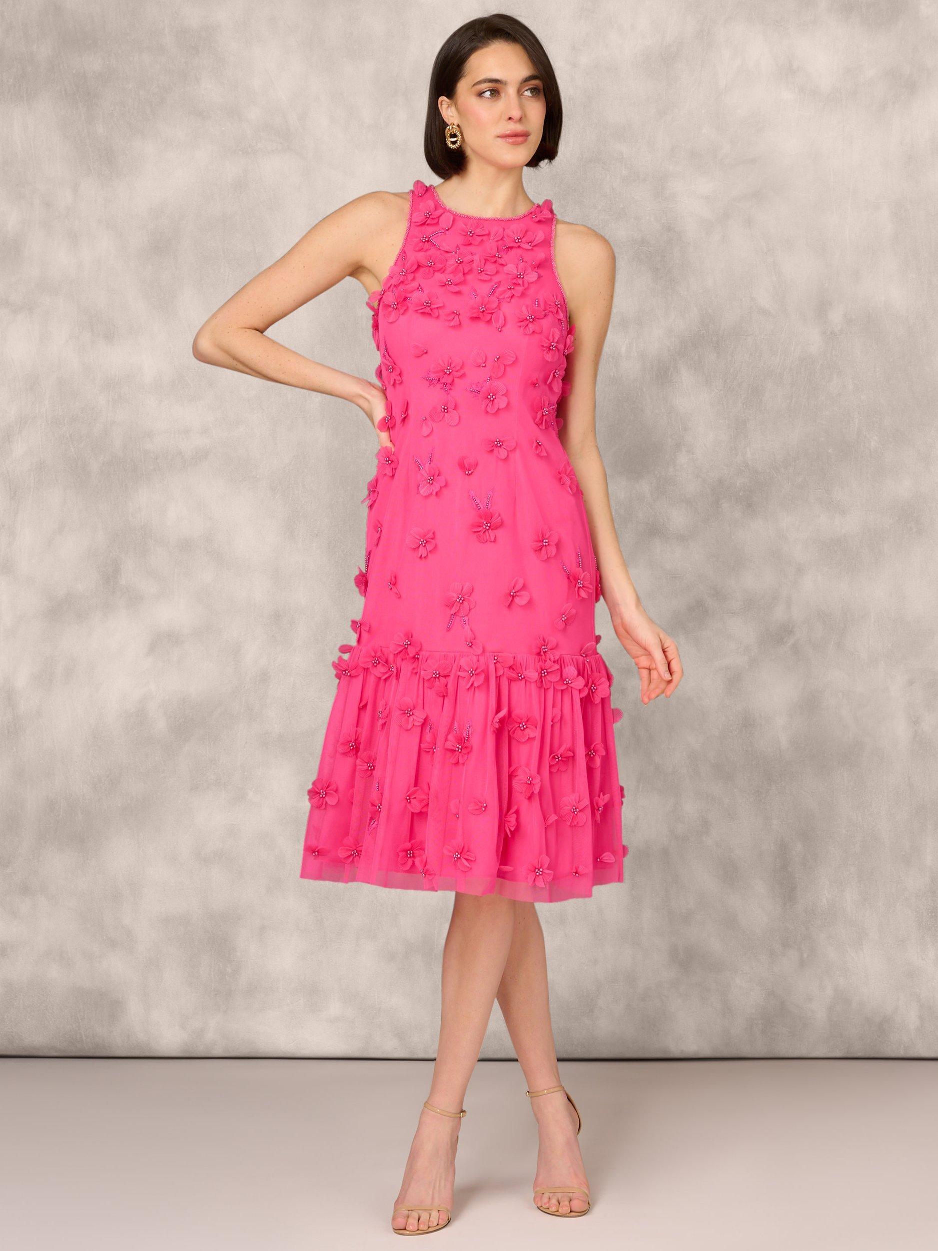 Aidan Mattox by Adrianna Papell Embellishment Cocktail Dress, Electric Pink, 6