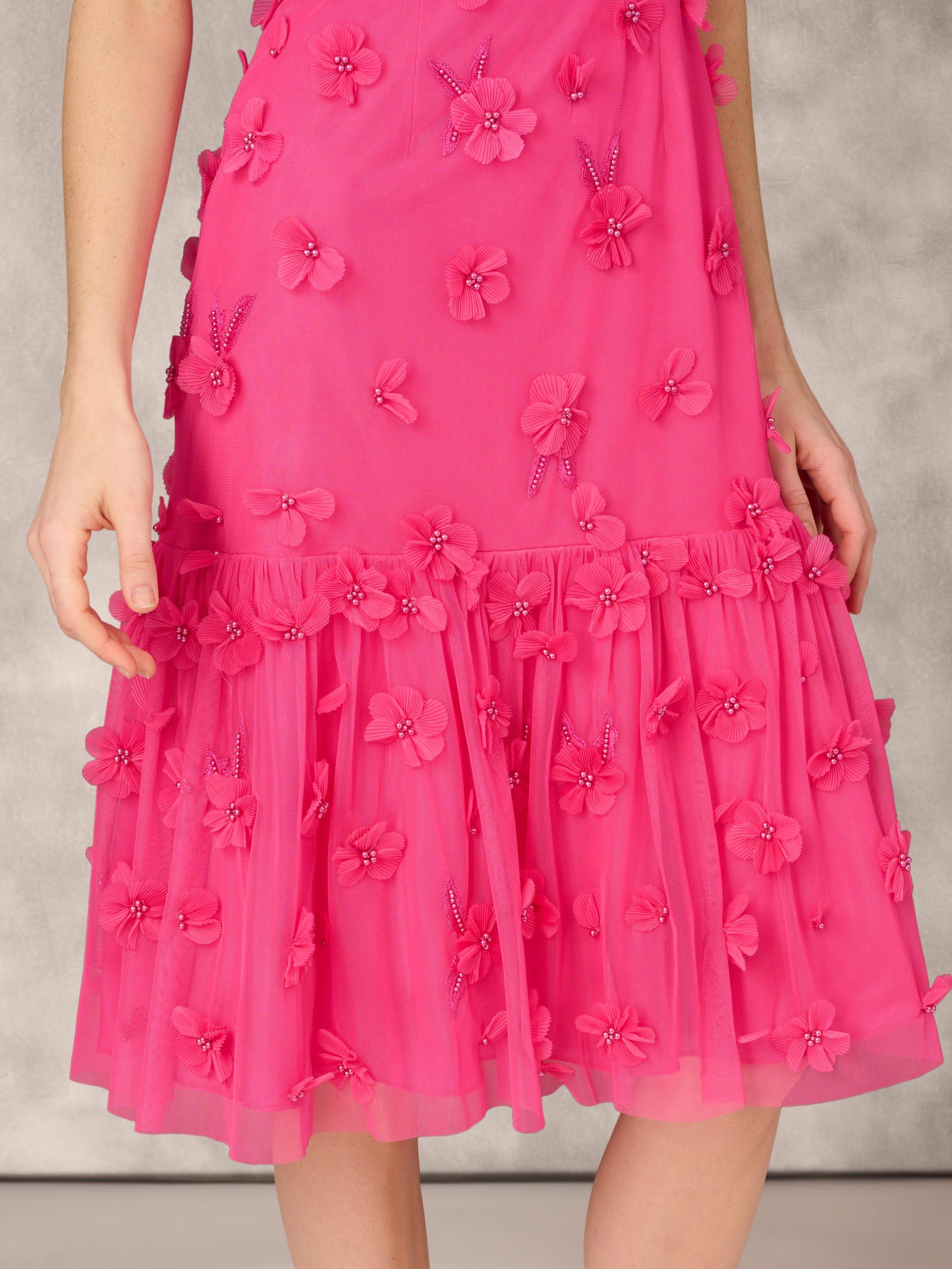 Aidan Mattox by Adrianna Papell Embellishment Cocktail Dress, Electric Pink, 6