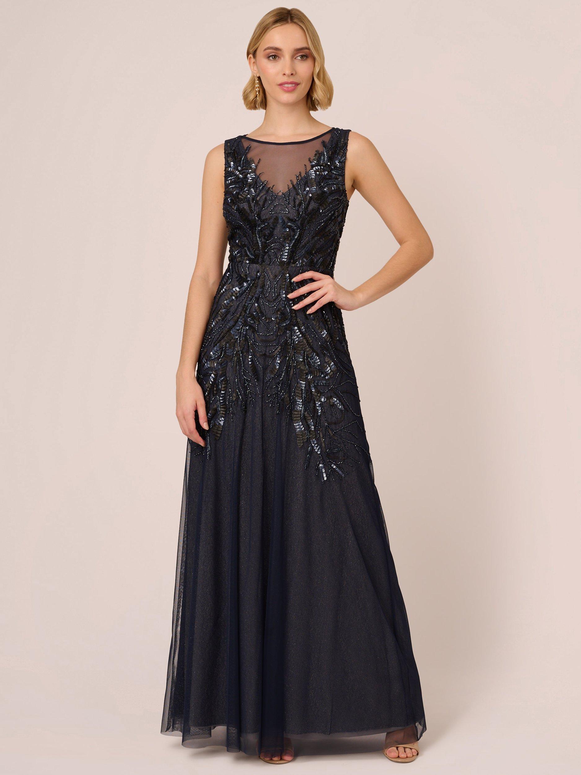 Adrianna papell navy beaded gown hotsell