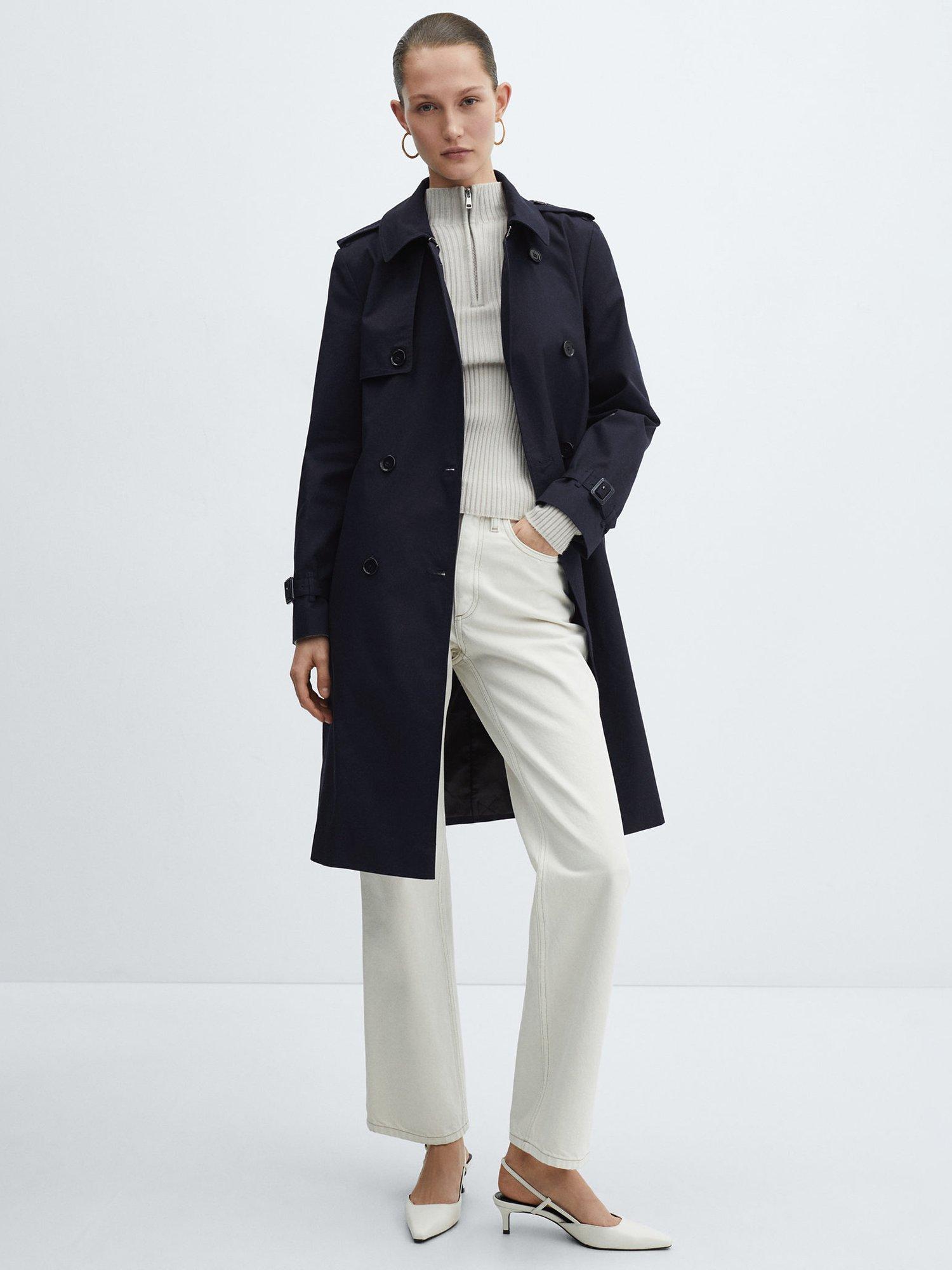 Product image 2 of 6, which shows Mango Polana Double Breasted Trench Coat, Navy, XXXL