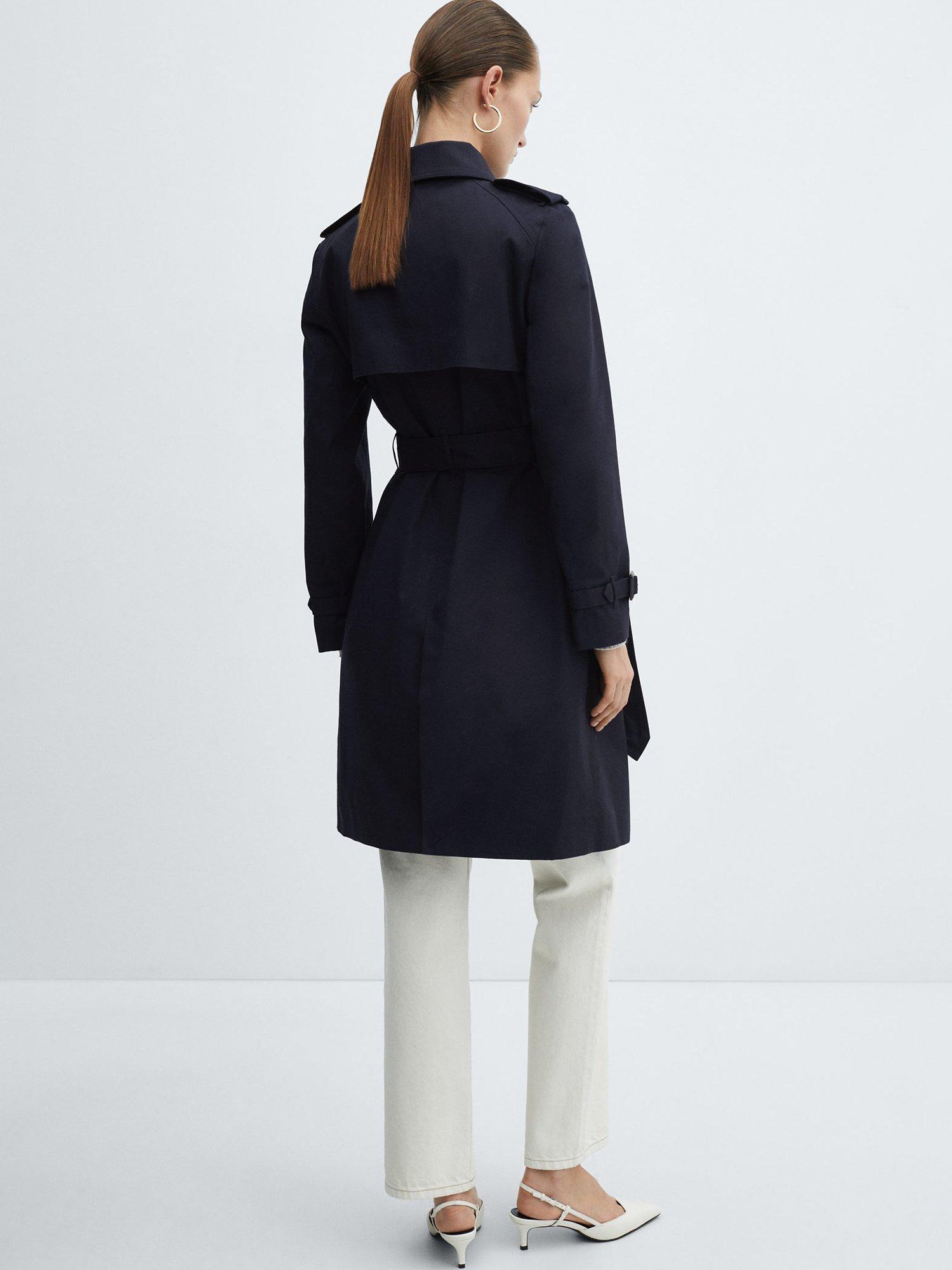 Product image 3 of 6, which shows Mango Polana Double Breasted Trench Coat, Navy, XXXL