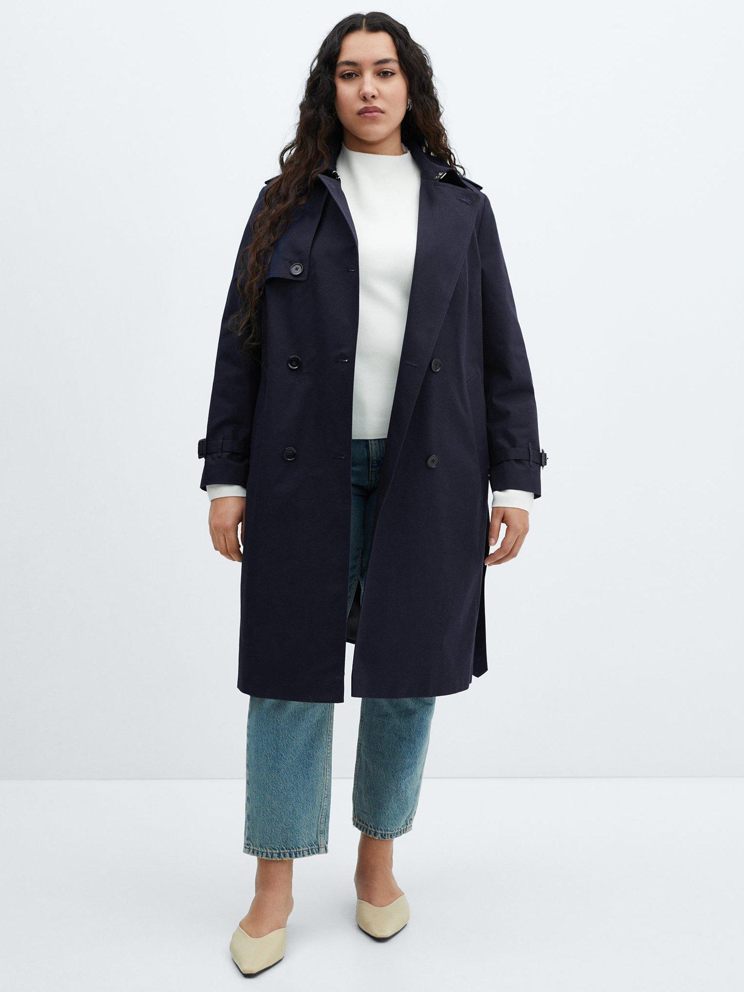 Product image 5 of 6, which shows Mango Polana Double Breasted Trench Coat, Navy, XXXL