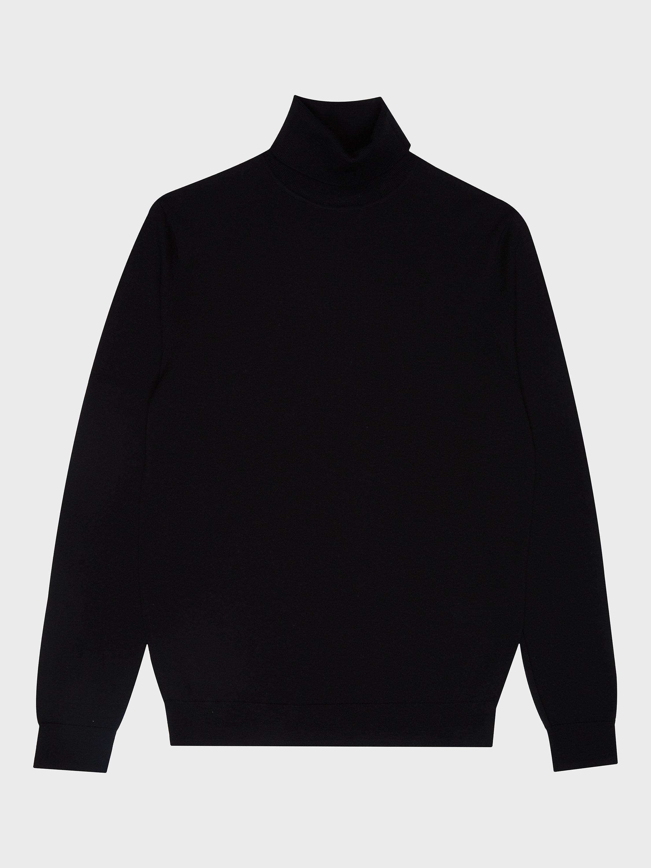 Product image 5 of 5, which shows Reiss Caine Merino Wool Roll Neck Jumper, Black, XS