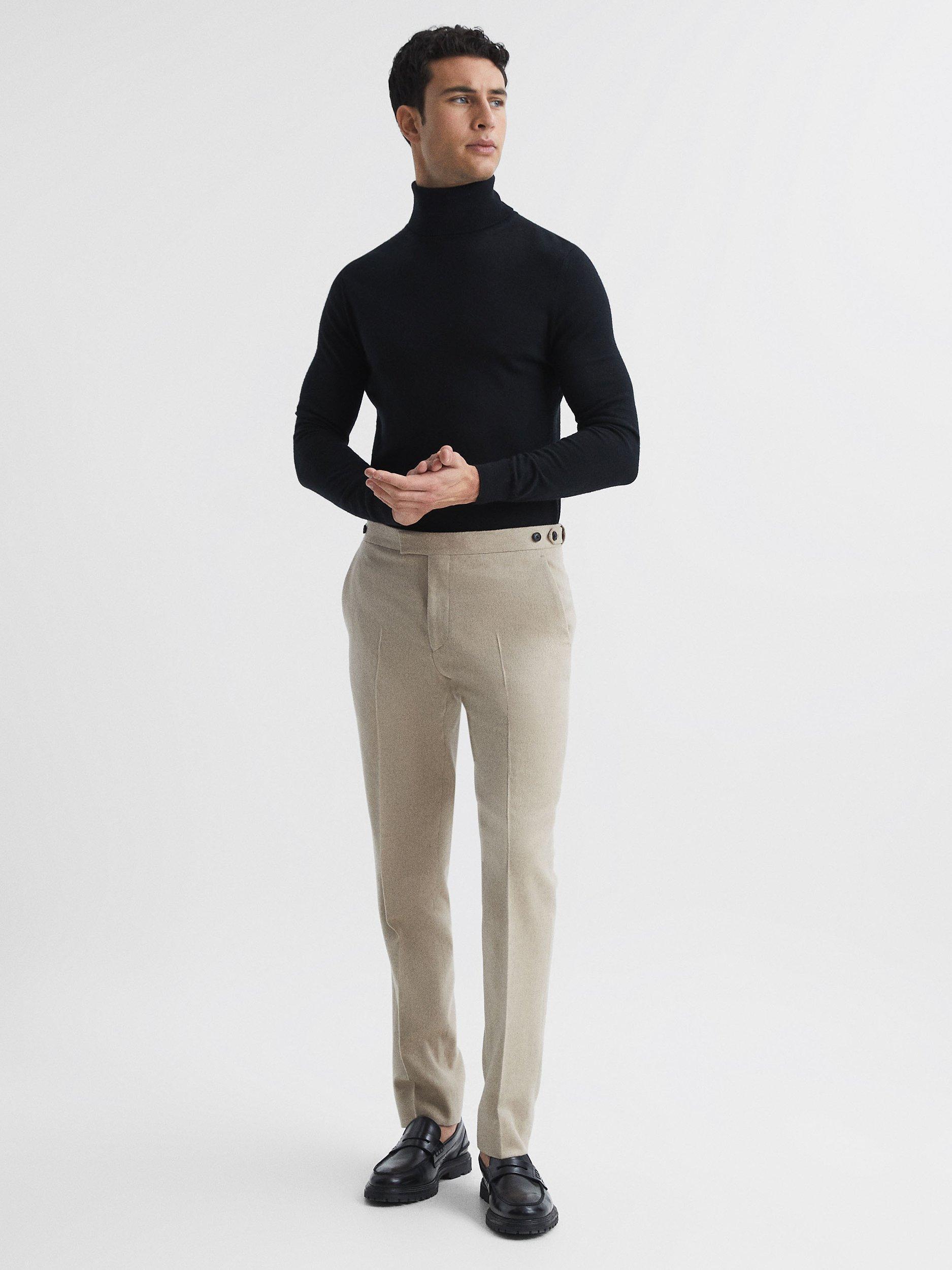 Product image 3 of 5, which shows Reiss Caine Merino Wool Roll Neck Jumper, Black, XS