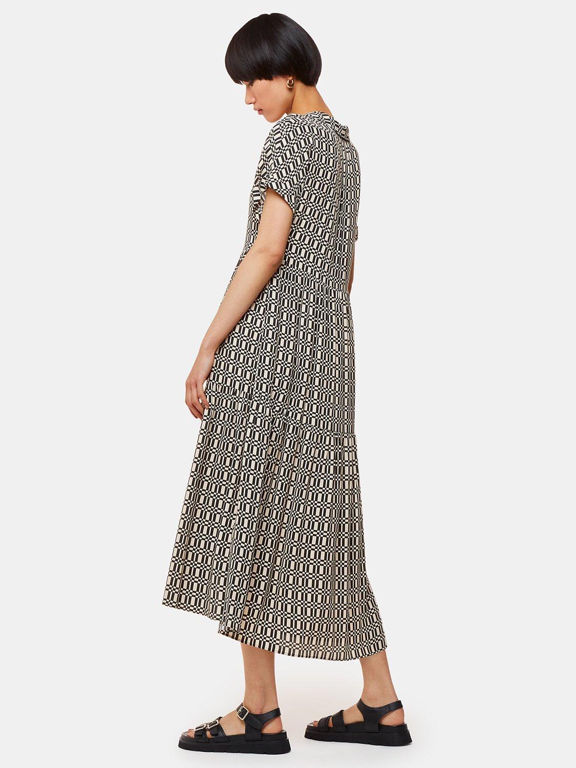 Whistles Link Check Print Midi Shirt Dress Black Multi
