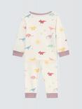 John Lewis Baby Dino Print Pyjamas, White