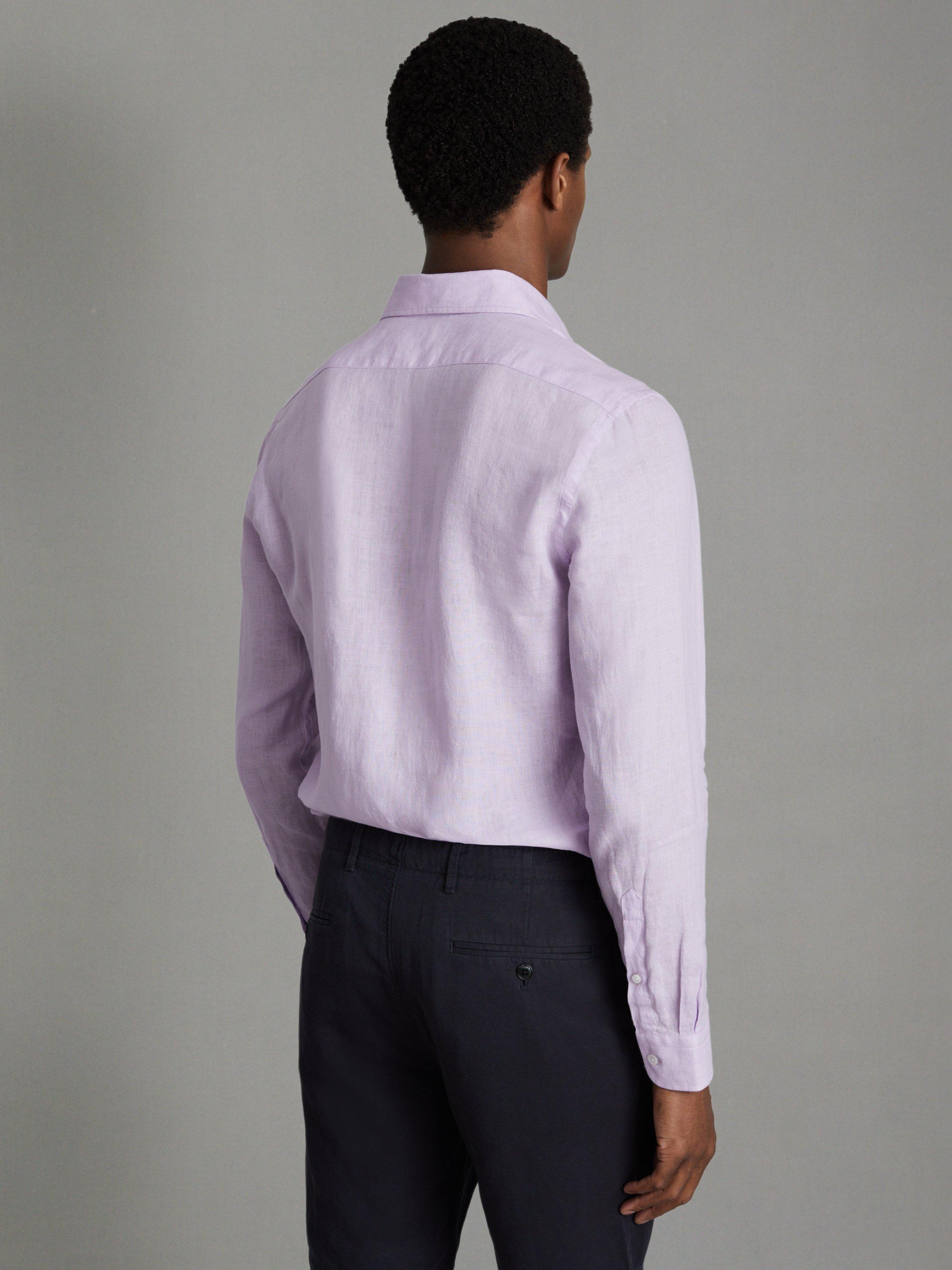 Reiss Ruban Regular Fit Linen Shirt, Orchid, M