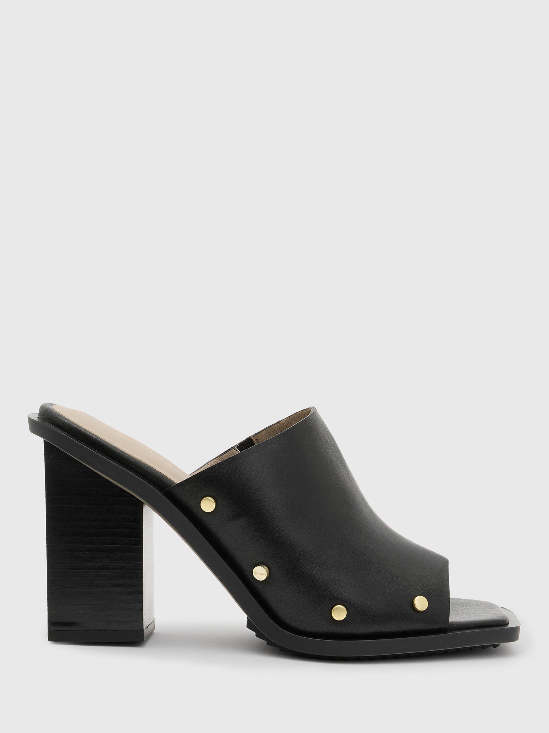 Product image 1 of 5, which shows AllSaints Kelly Leather Mules, Black, 6